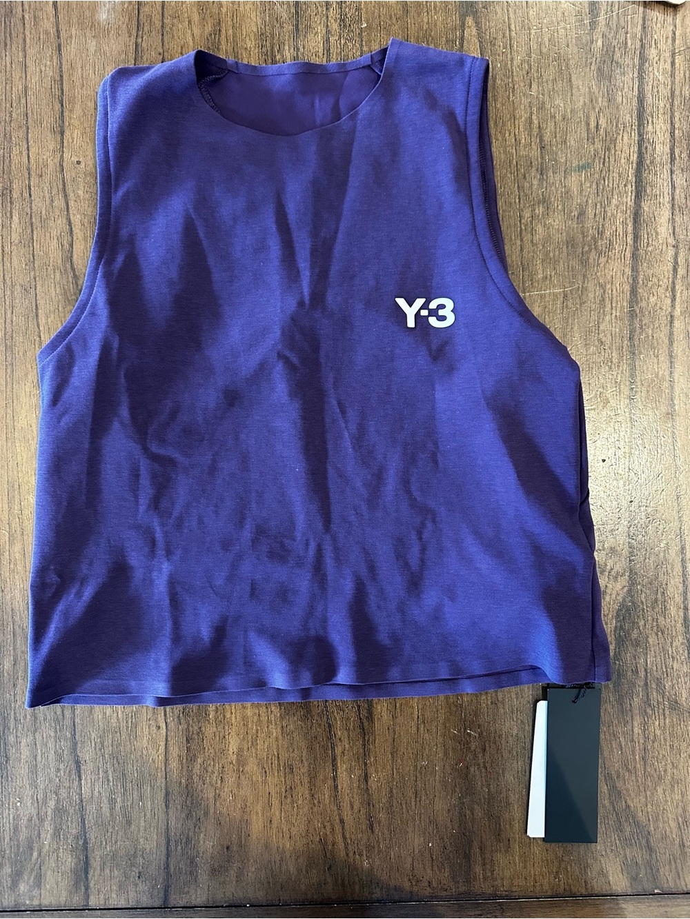 Y-3 Purple Sleeveless Muscle Tee with White Logo